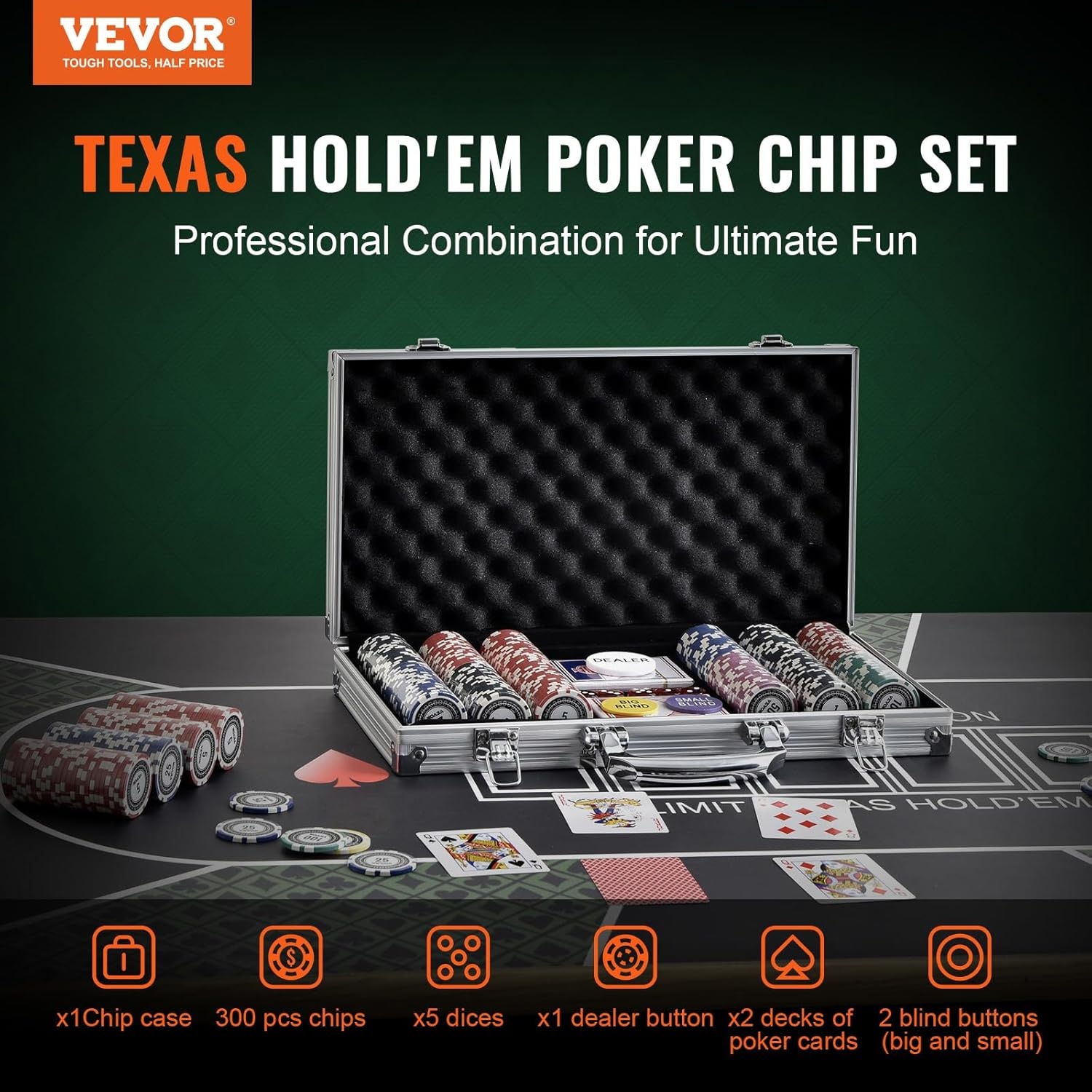 Pokerchipset 300-delig met Aluminium Koffer - Nu 33% Korting!