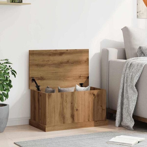 Opbergbox bewerkt hout 70x40x38 cm - Artisanaal Eiken