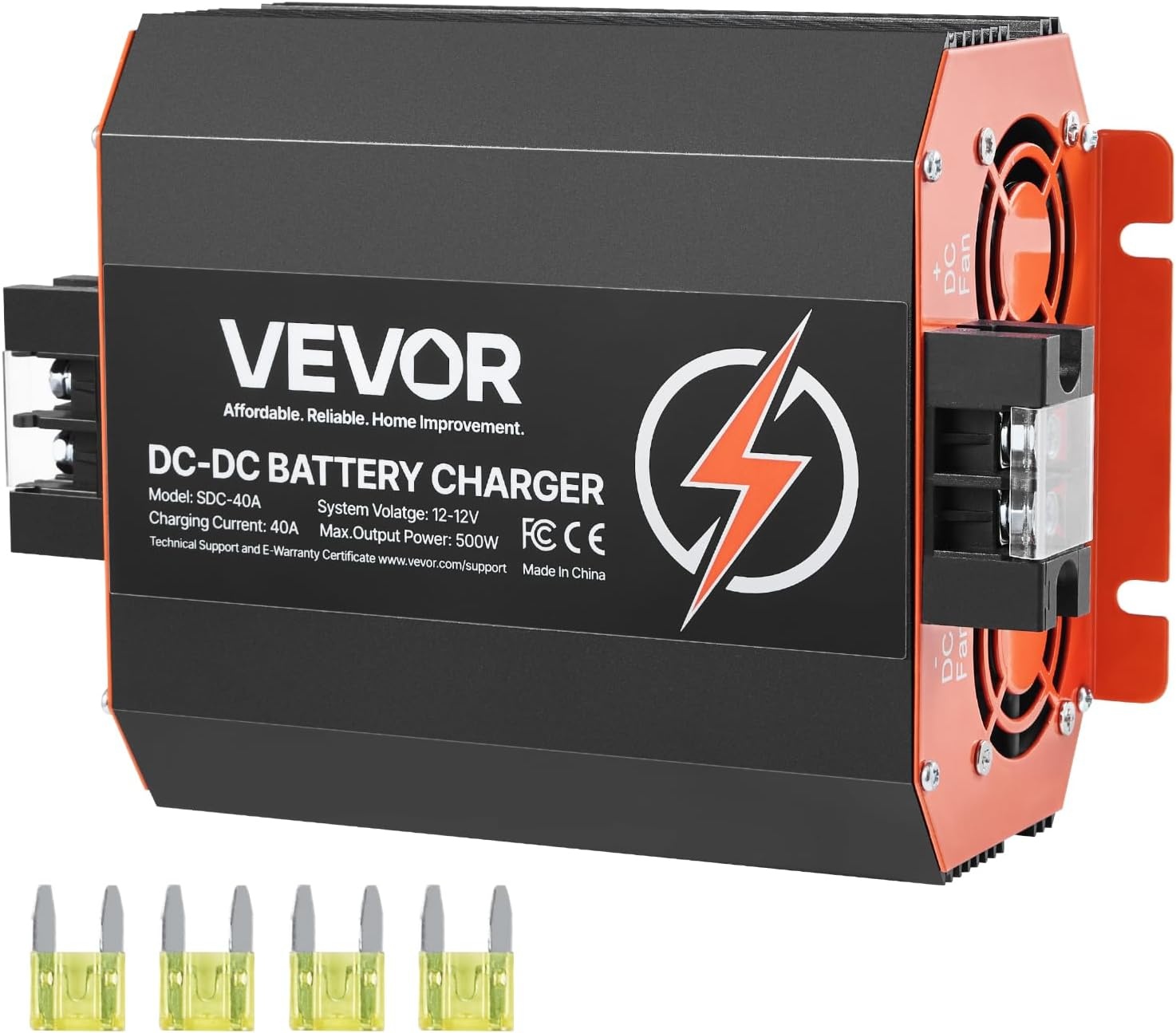 VEVOR DC-naar-DC Acculader 12V 40A - 500W Zwart (34% Korting!)