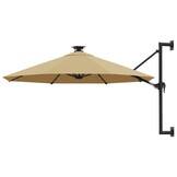 vidaXL Wandparasol LED 300 cm Taupe - 34% Korting