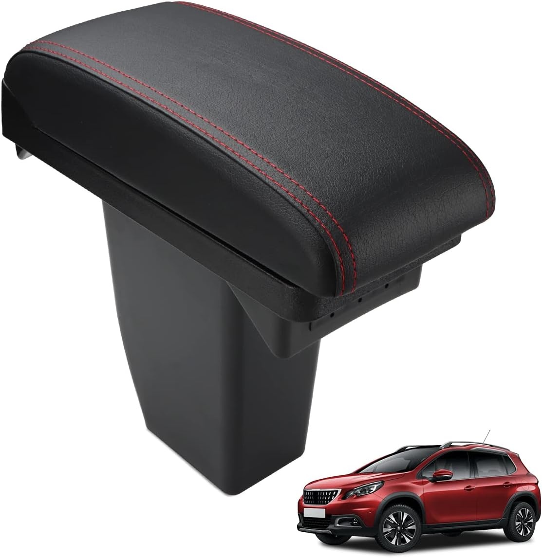 Armsteun met Opbergvak & USB voor Peugeot 2008 (2013-2019) - Rood