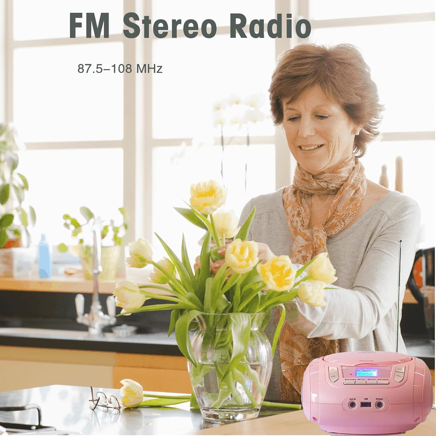 Roze Boombox CD-speler met Bluetooth & FM Radio - 29% Korting