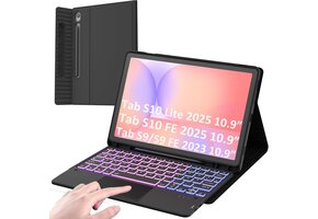 Toetsenbordhoes voor Samsung Galaxy Tab S9 / S9 FE (11") met Touchpad & 7-kleur verlichting | Duits QWERTZ