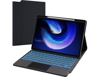 ROOFEI Toetsenbordhoes QWERTZ met Touchpad voor Xiaomi Pad 6/6 Pro (Zwart) - 29% Korting!