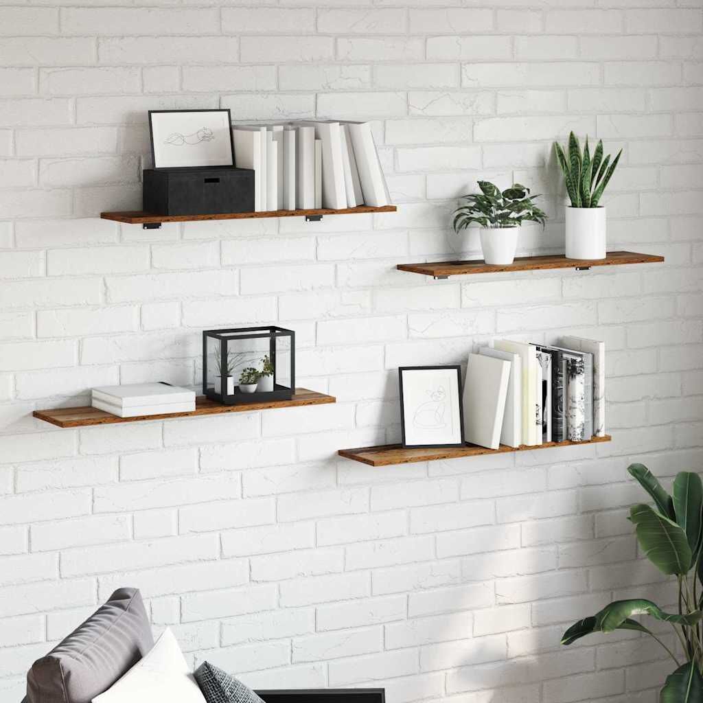 Boekenplank Bord (4 stuks) Bruin 80x20 cm - Bewerkt Hout | 33% Korting