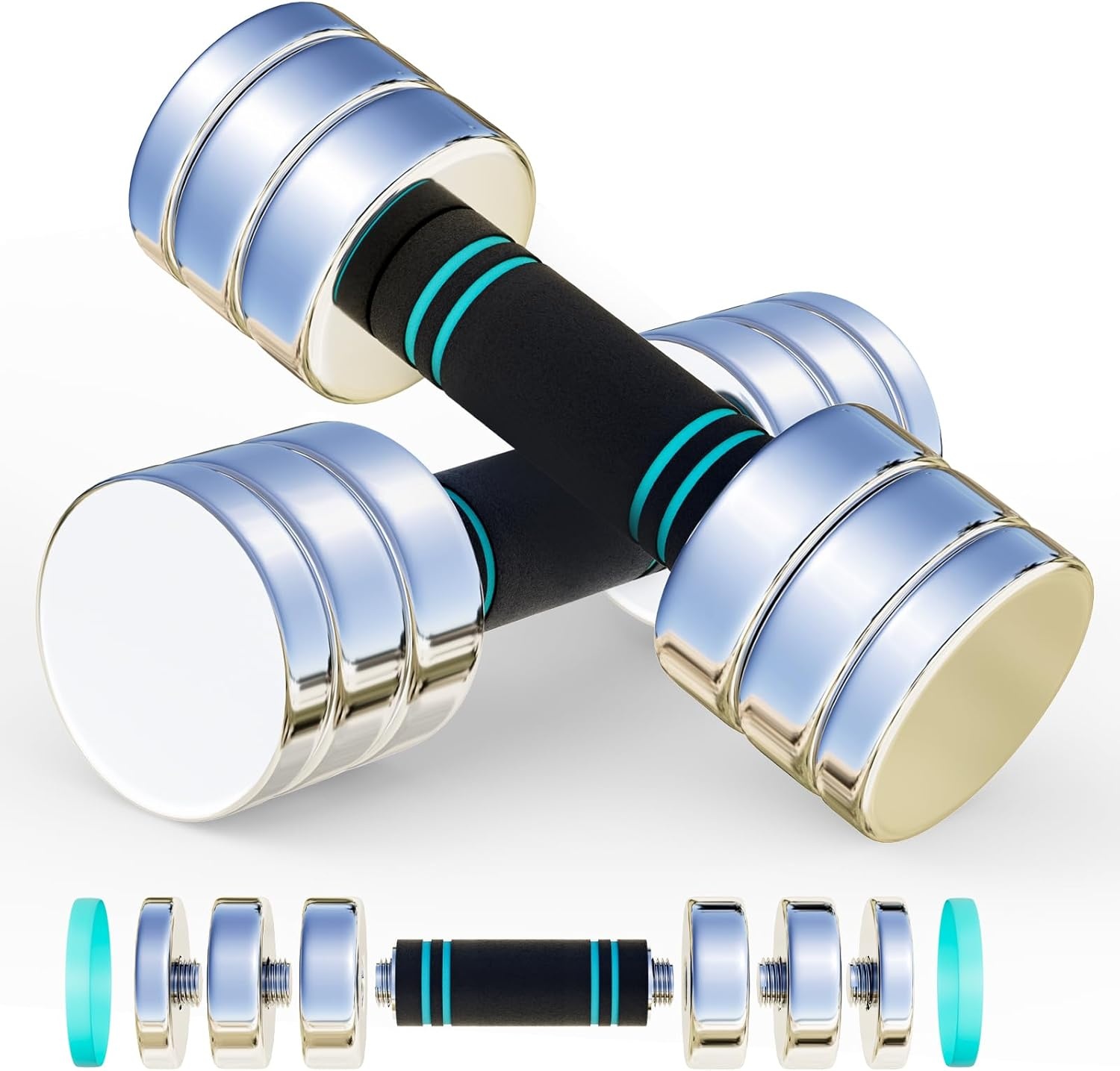 Verstelbare Halters (2x 5/10/15 kg) - Ruimtebesparend & Comfortabel Trainen