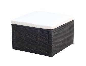 Bruine Poly Rattan Voetenbank/Poef 53x53x30 cm (34% Korting)