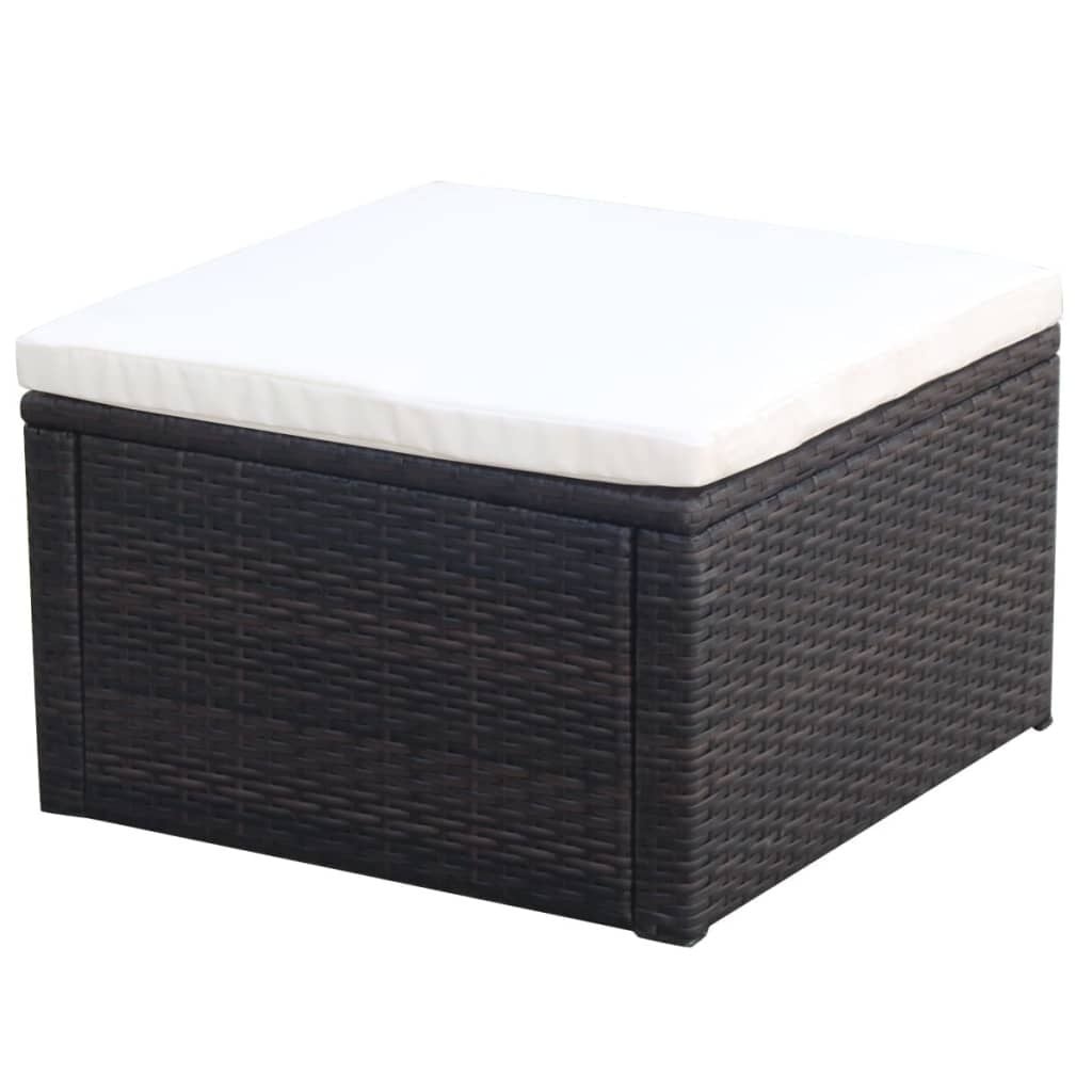 Bruine Poly Rattan Voetenbank/Poef 53x53x30 cm (34% Korting)