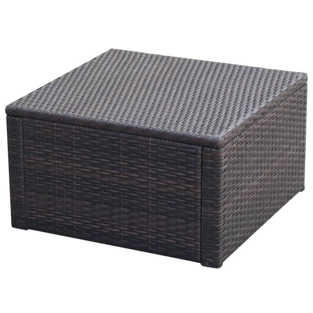 Bruine Poly Rattan Voetenbank/Poef 53x53x30 cm (34% Korting)