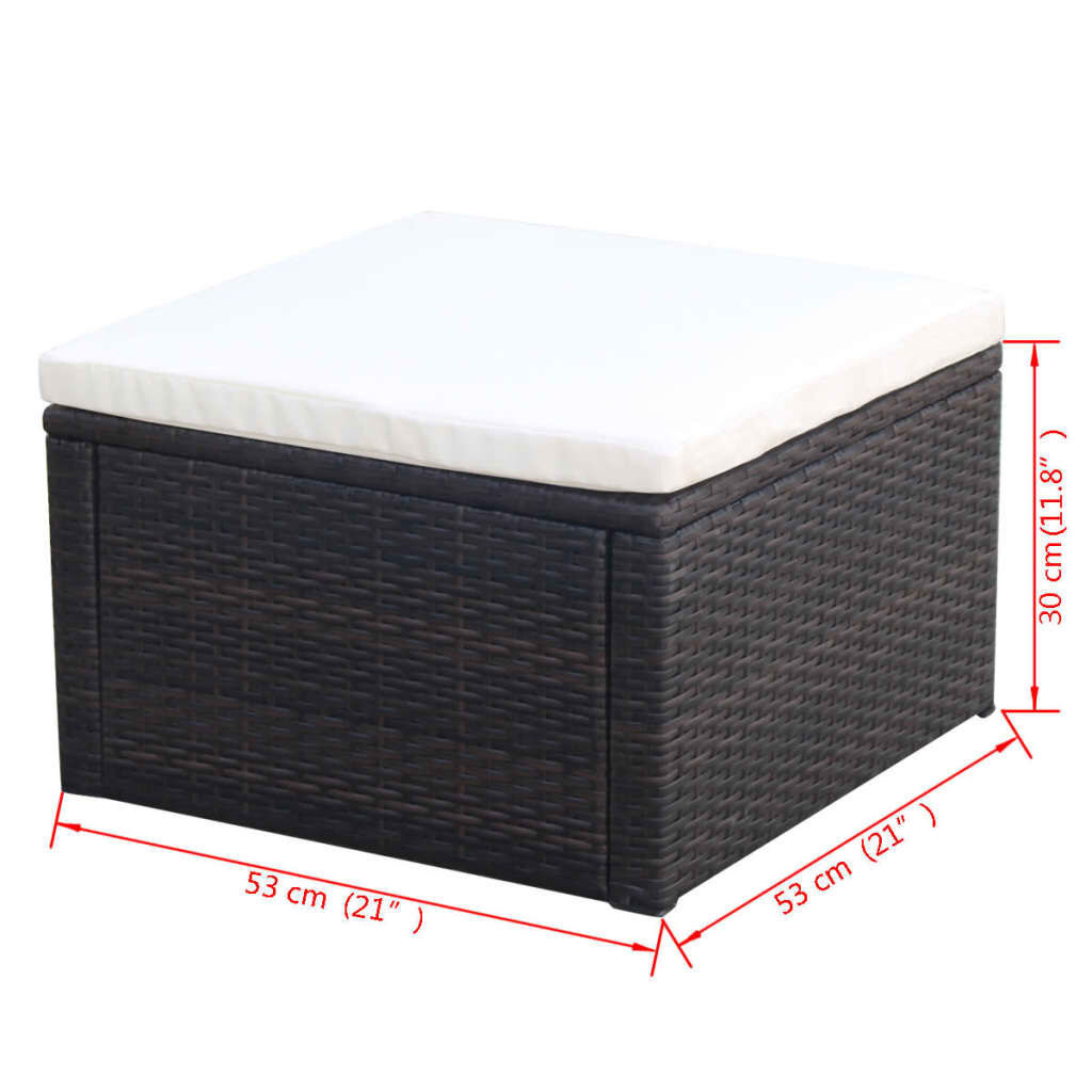 Bruine Poly Rattan Voetenbank/Poef 53x53x30 cm (34% Korting)