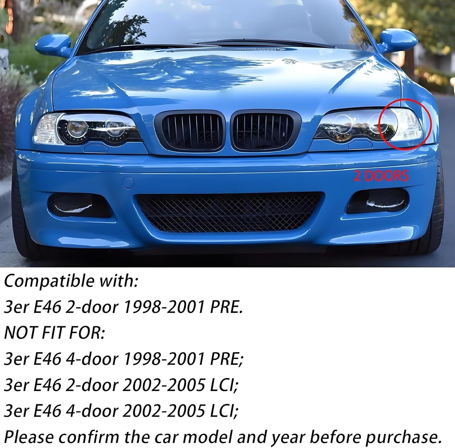 Zwarte Glanzende Radiatorgrill BMW 2 Serie F22/F23 - 29% Korting