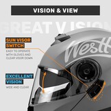 Westt Torque X Klaphelm Motorfietshelm Mat Grijs - 29% Korting