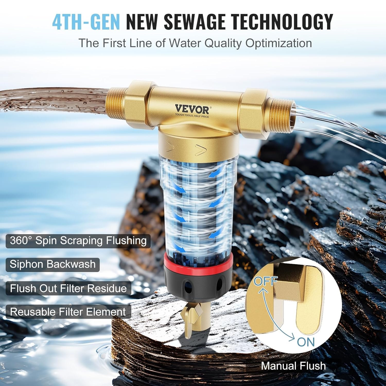 VEVOR Bronwater Filter: 40 Micron, 4T/H Debiet - 33% Korting!