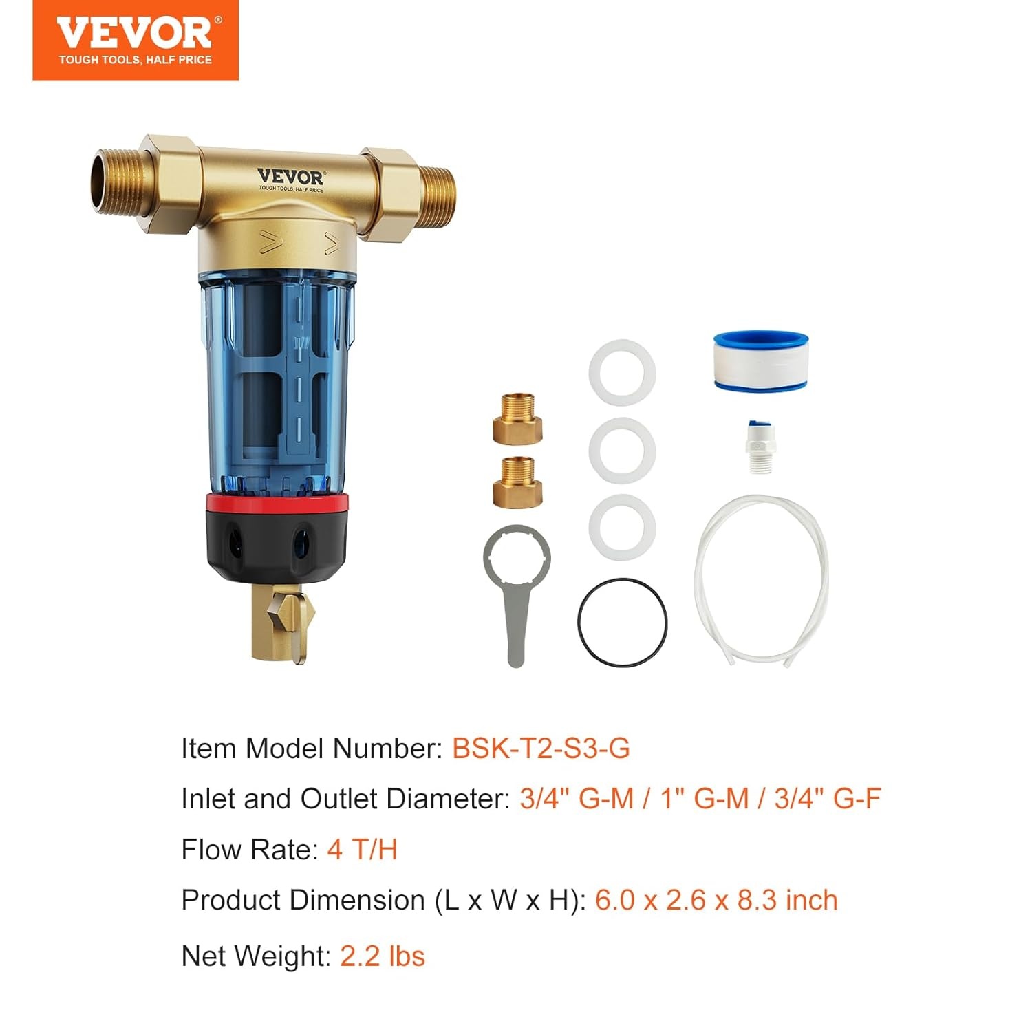 VEVOR Bronwater Filter: 40 Micron, 4T/H Debiet - 33% Korting!