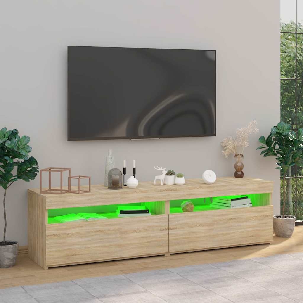 2x TV-meubel met LED, Sonoma Eiken, 75x35x40 cm - 34% Korting