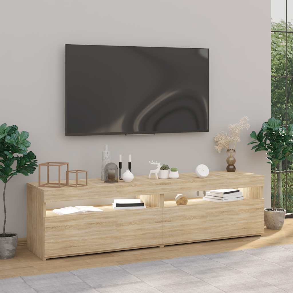 2x TV-meubel met LED, Sonoma Eiken, 75x35x40 cm - 34% Korting