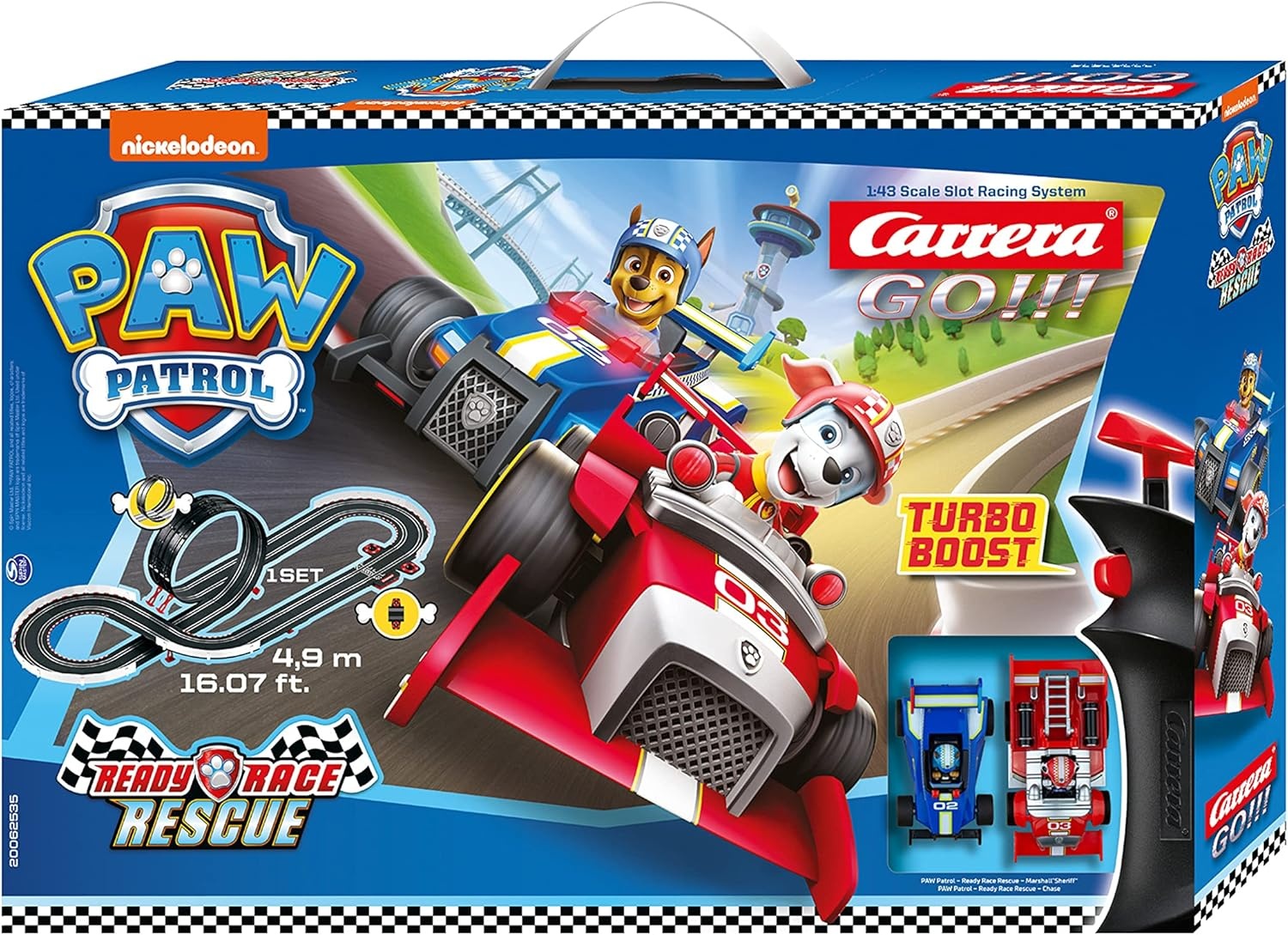 Carrera Paw Patrol Racebaan 4,9m met 2 Slotcars & Turbo - 34% Korting