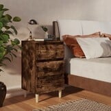 Nachtkastje gerookt eiken 40x35x69 cm met 3 lades (33% korting)