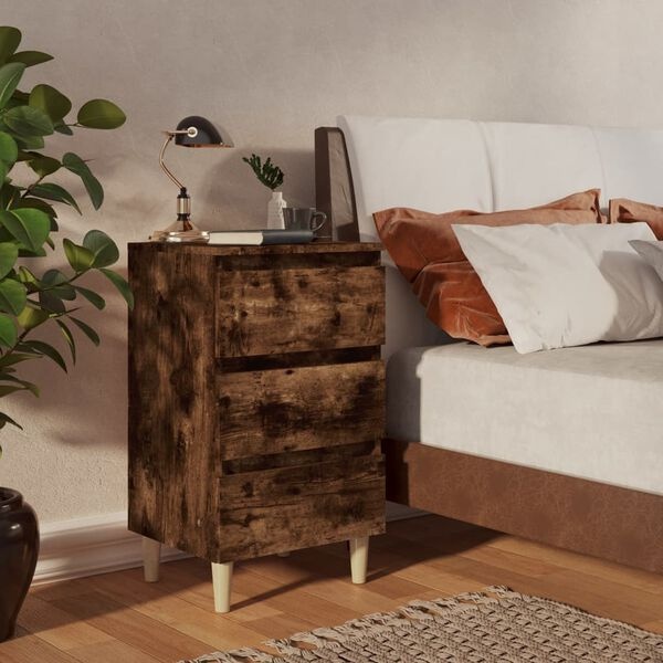 Nachtkastje gerookt eiken 40x35x69 cm met 3 lades (33% korting)