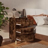 Nachtkastje gerookt eiken 40x35x69 cm met 3 lades (33% korting)