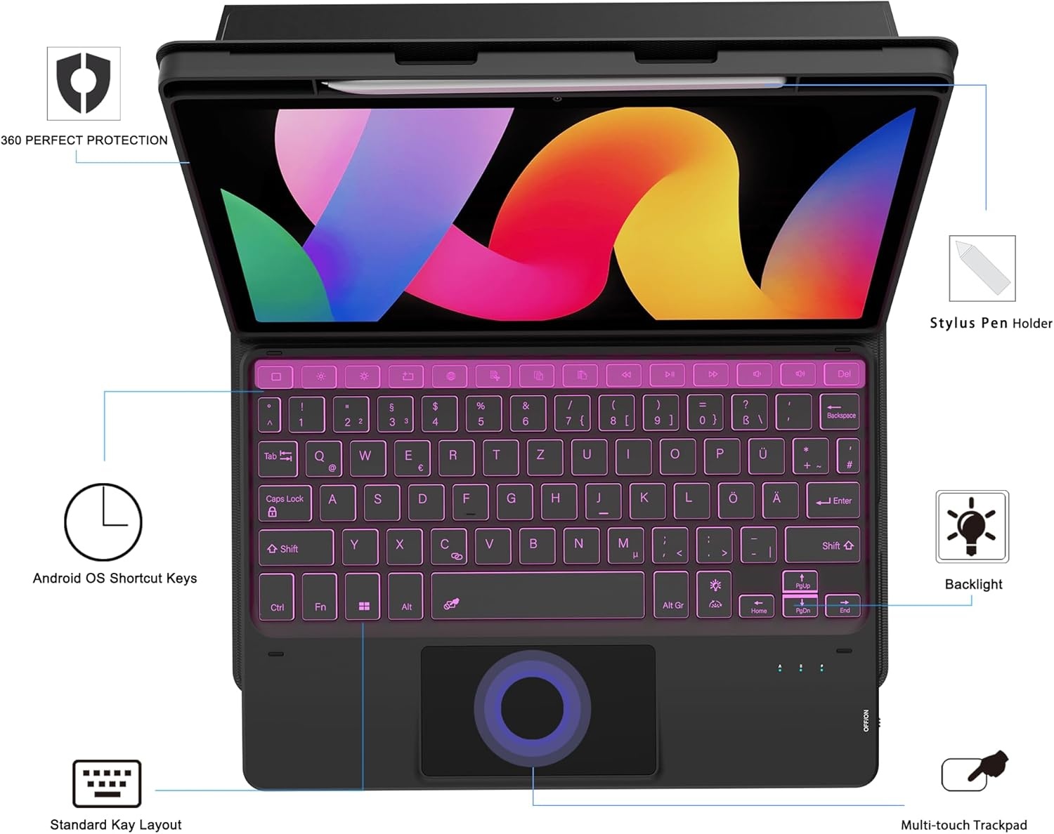 Hoes met QWERTY Toetsenbord & Touchpad voor Xiaomi Redmi Pad SE 11 inch - 29% Korting
