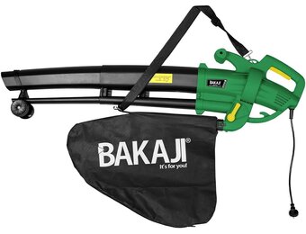 Elektrische bladzuiger voor de tuin, 3-in-1, bladblazer en bladblazer, vermogen 3000 W, met opvangbak 45 l, schouderriem voor onderhoud buiten (met donkergroene draad) - Maat Con Filo Verde Scuro