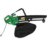 Elektrische bladzuiger voor de tuin, 3-in-1, bladblazer en bladblazer, vermogen 3000 W, met opvangbak 45 l, schouderriem voor onderhoud buiten (met donkergroene draad) - Maat Con Filo Verde Scuro