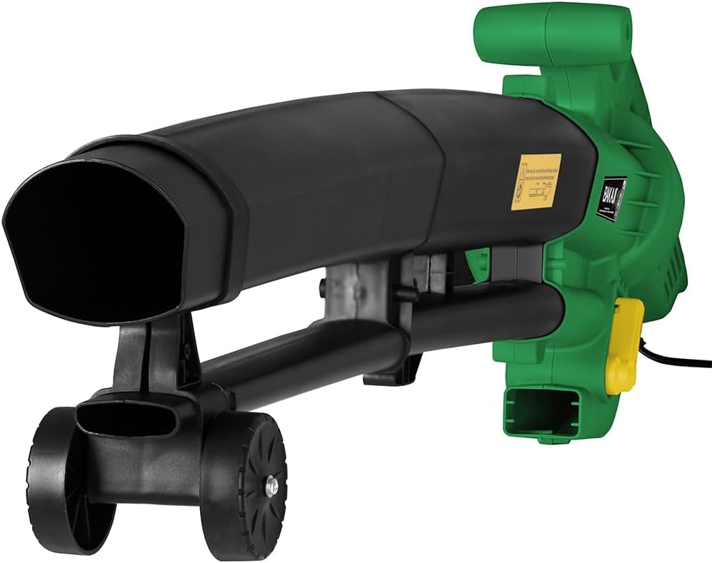 Elektrische bladzuiger voor de tuin, 3-in-1, bladblazer en bladblazer, vermogen 3000 W, met opvangbak 45 l, schouderriem voor onderhoud buiten (met donkergroene draad) - Maat Con Filo Verde Scuro