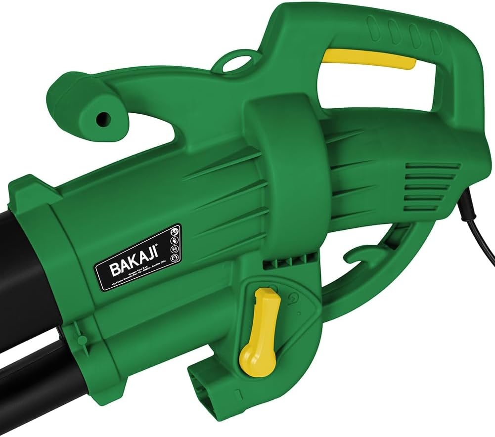 Elektrische bladzuiger voor de tuin, 3-in-1, bladblazer en bladblazer, vermogen 3000 W, met opvangbak 45 l, schouderriem voor onderhoud buiten (met donkergroene draad) - Maat Con Filo Verde Scuro