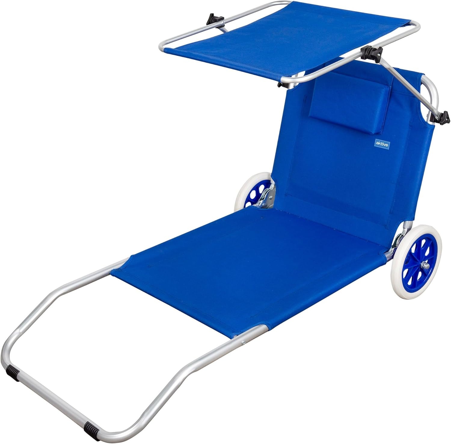 Aktive 2-in-1 Strandstoel en Transportwagen - Opvouwbaar - Blauw - 117 x 67 x 60 cm