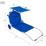 Aktive 2-in-1 Strandstoel en Transportwagen - Opvouwbaar - Blauw - 117 x 67 x 60 cm