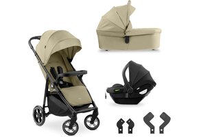 3-in-1 Reissysteem Kinderwagen | Reiswieg & Autostoel | Vanaf Geboorte tot 22kg | Olive | 64% Korting