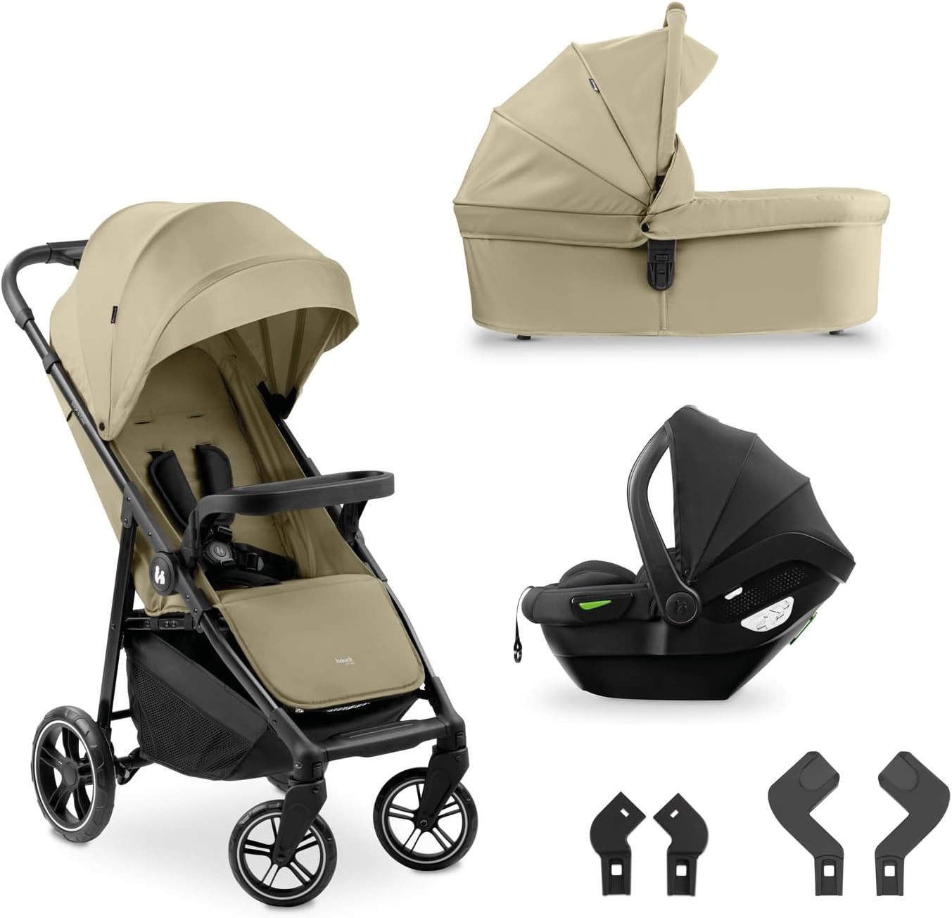 Hauck Shop N Care Trio Set Olive - 3-in-1 Kinderwagen met Reiswieg en Autostoeltje