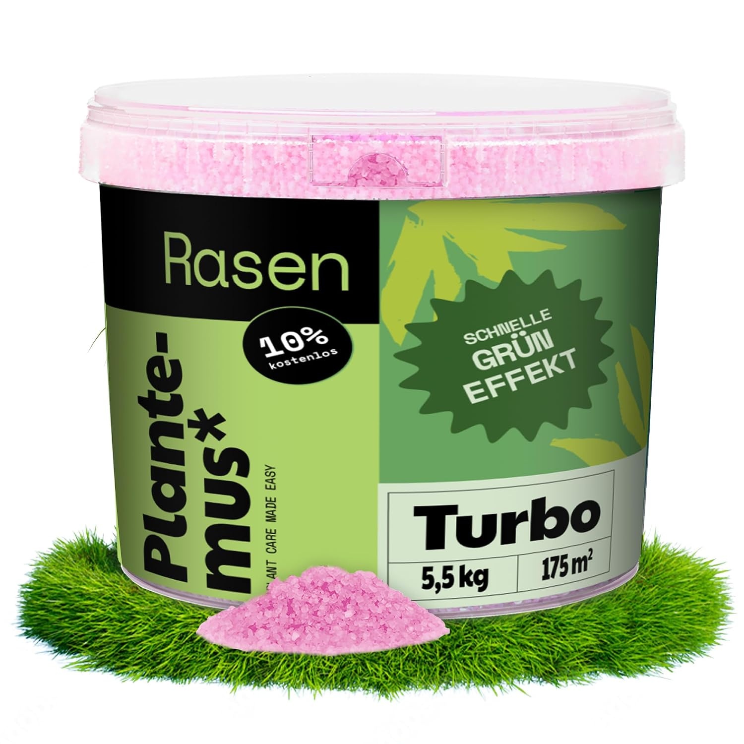 PLANTEMUS Rasendünger Turbo Effekt für 175 m² Ultrasoluble Mikrokristalle | Intensives Grün 7-9 Tage | Stickstoffreich - Deutsche Technologie 5.5 KG