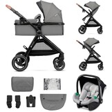Kinderkraft ESME Mink Pro I-Size 3-in-1 autostoel met draagzak, reissysteem, babybuggy, opvouwbare kinderwagen, voor pasgeborenen tot 4 jaar, grijs