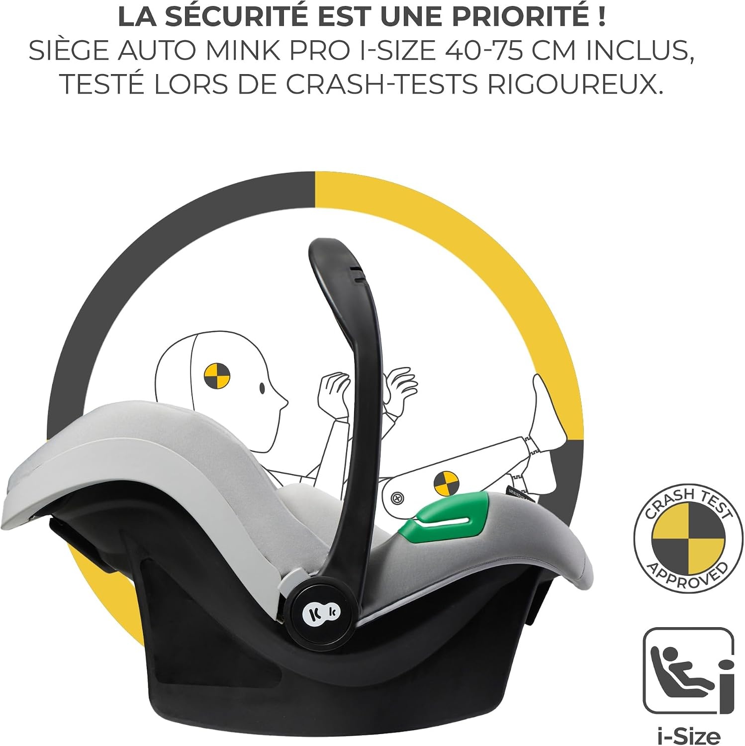 Kinderkraft ESME Mink Pro I-Size 3-in-1 autostoel met draagzak, reissysteem, babybuggy, opvouwbare kinderwagen, voor pasgeborenen tot 4 jaar, grijs