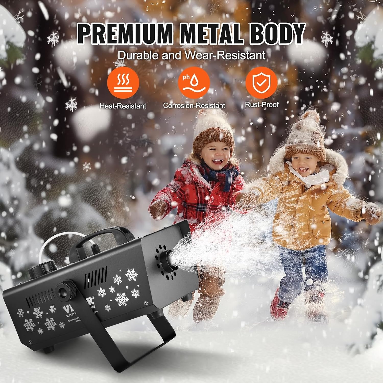 VEVOR Sneeuwmachine, 650 W, hand-/hangmachine, binnen, afstandsbediening, met 1 l, kunstmatig reservoir voor kerstfeest