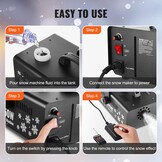 VEVOR Sneeuwmachine, 650 W, hand-/hangmachine, binnen, afstandsbediening, met 1 l, kunstmatig reservoir voor kerstfeest