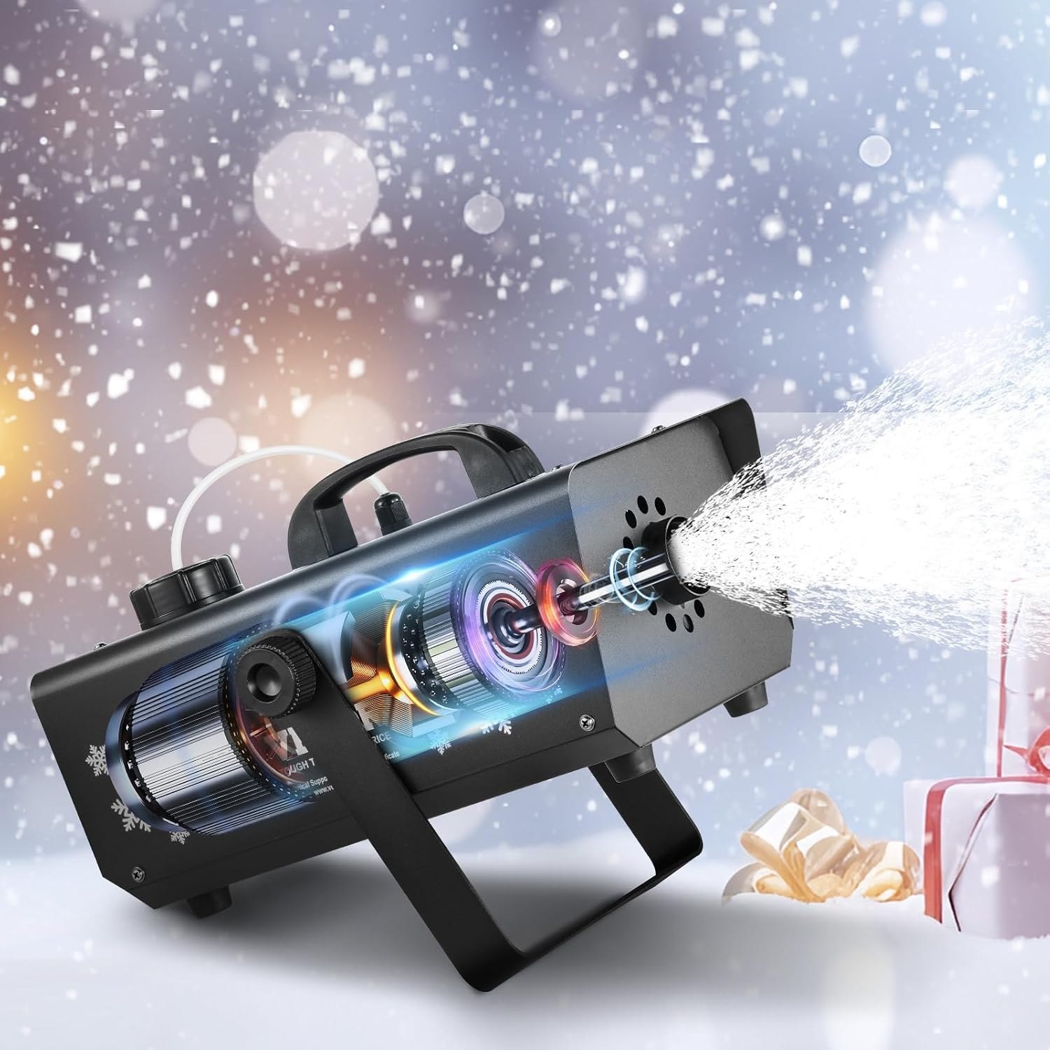 VEVOR Sneeuwmachine, 650 W, hand-/hangmachine, binnen, afstandsbediening, met 1 l, kunstmatig reservoir voor kerstfeest