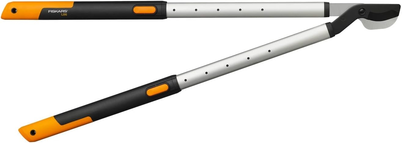 Fiskars Telescopische takkenschaar, bypass-takkenschaar voor jong hout, antikleeflaag, gehard precisiestaal, lengte handgrepen: 66 - 90 cm, zwart/oranje, SmartFit, L86, 1013564