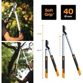Fiskars Telescopische takkenschaar, bypass-takkenschaar voor jong hout, antikleeflaag, gehard precisiestaal, lengte handgrepen: 66 - 90 cm, zwart/oranje, SmartFit, L86, 1013564