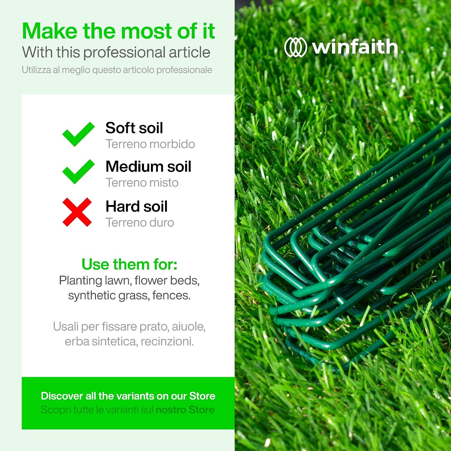 50x Groene Haringen - 150mm - Staal - Ideaal voor Kunstgras & Tuindoek (73% Korting)