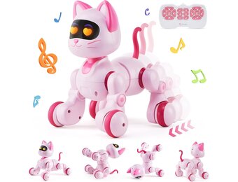VEVOR Interactieve Robot Kat - Roze - 21 x 18 x 22 cm - Programmeerbaar speelgoed
