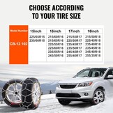 VEVOR Manganese Alloy Steel Snow Chains, Non-Slip Tire Chains, Safer Driving, Emergency Accessories for Cars, Vans, SUVs and Trucks, Silver, Pack of 2