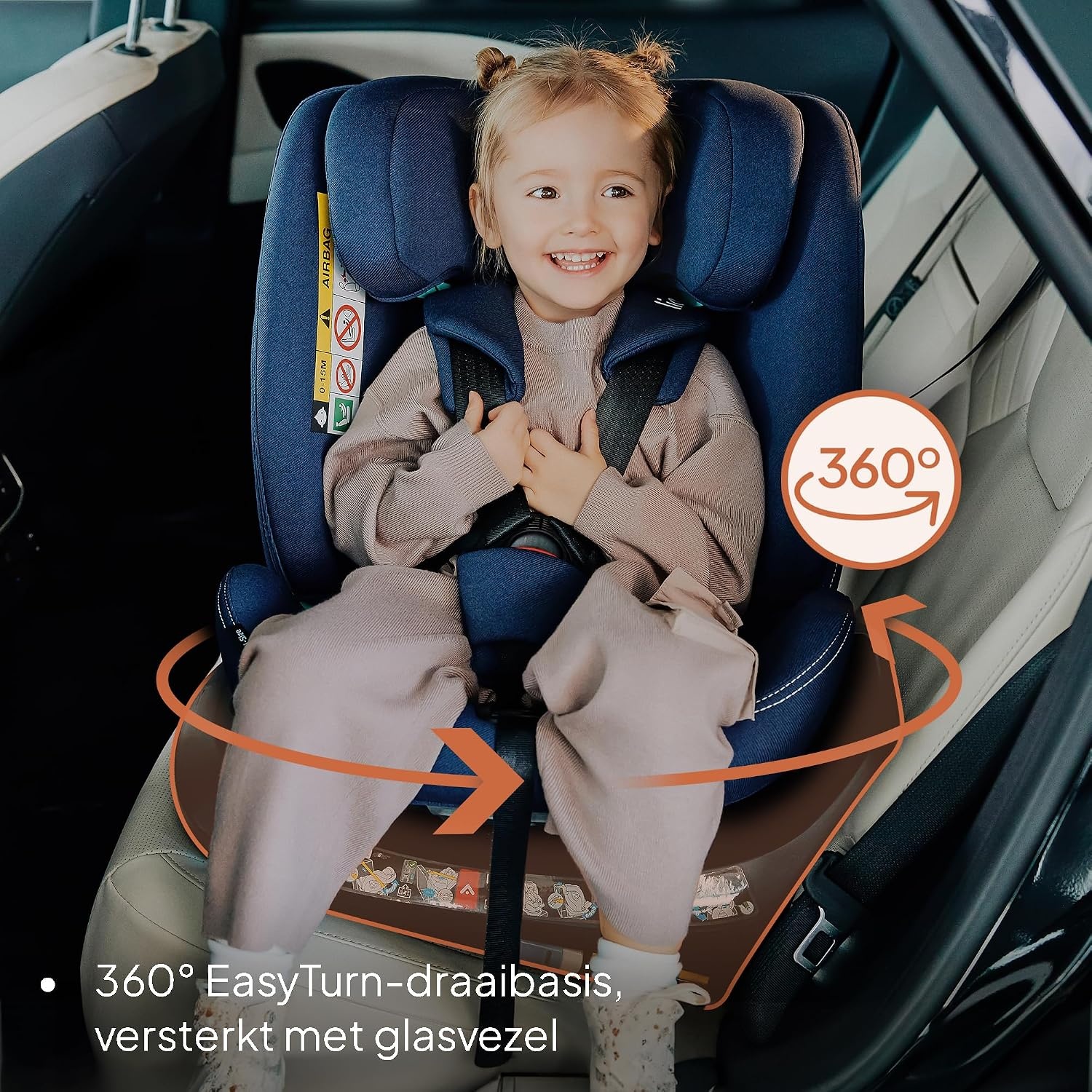 LIONELO Bastiaan One i-Size Car Seat 360° Rotatable - Group 0/1/2/3 0-12 years (40-150cm) - RWF & FWF - ISOFIX + Top Tether - 4 Reclining positions - 13-position Headrest - Growing Child seat - Grey
