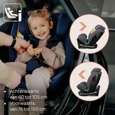 LIONELO Bastiaan One i-Size Car Seat 360° Rotatable - Group 0/1/2/3 0-12 years (40-150cm) - RWF & FWF - ISOFIX + Top Tether - 4 Reclining positions - 13-position Headrest - Growing Child seat - Grey