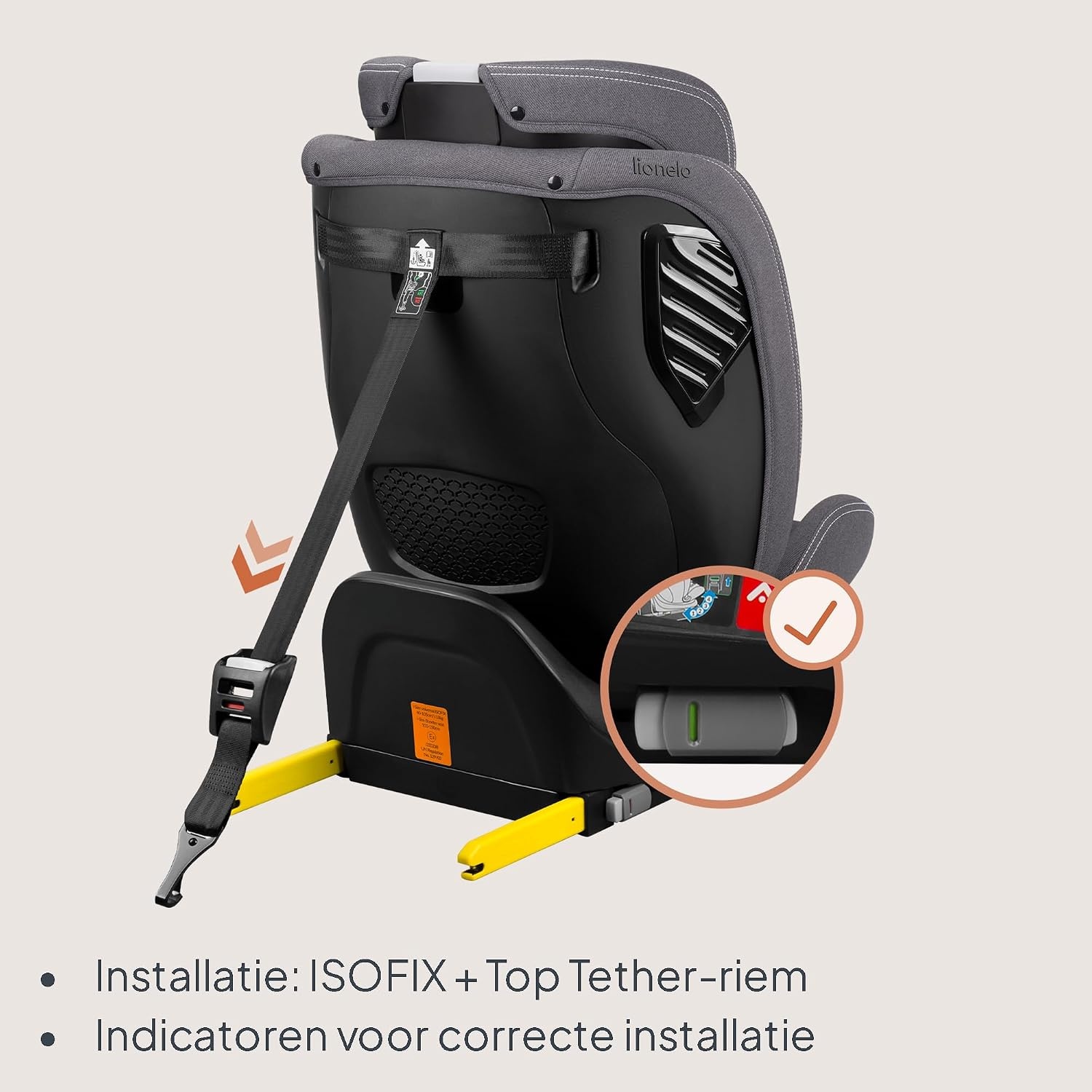 LIONELO Bastiaan One i-Size Car Seat 360° Rotatable - Group 0/1/2/3 0-12 years (40-150cm) - RWF & FWF - ISOFIX + Top Tether - 4 Reclining positions - 13-position Headrest - Growing Child seat - Grey