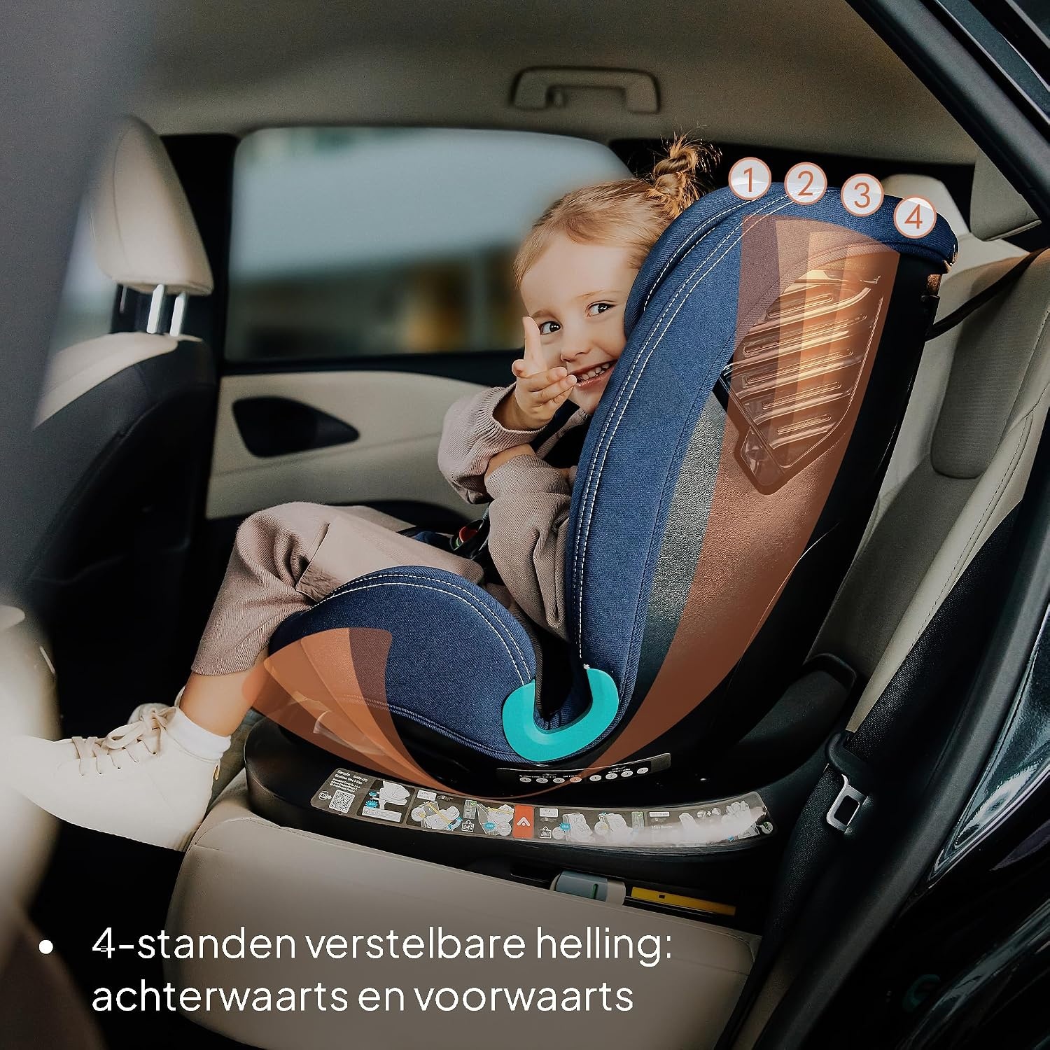 LIONELO Bastiaan One i-Size Car Seat 360° Rotatable - Group 0/1/2/3 0-12 years (40-150cm) - RWF & FWF - ISOFIX + Top Tether - 4 Reclining positions - 13-position Headrest - Growing Child seat - Grey