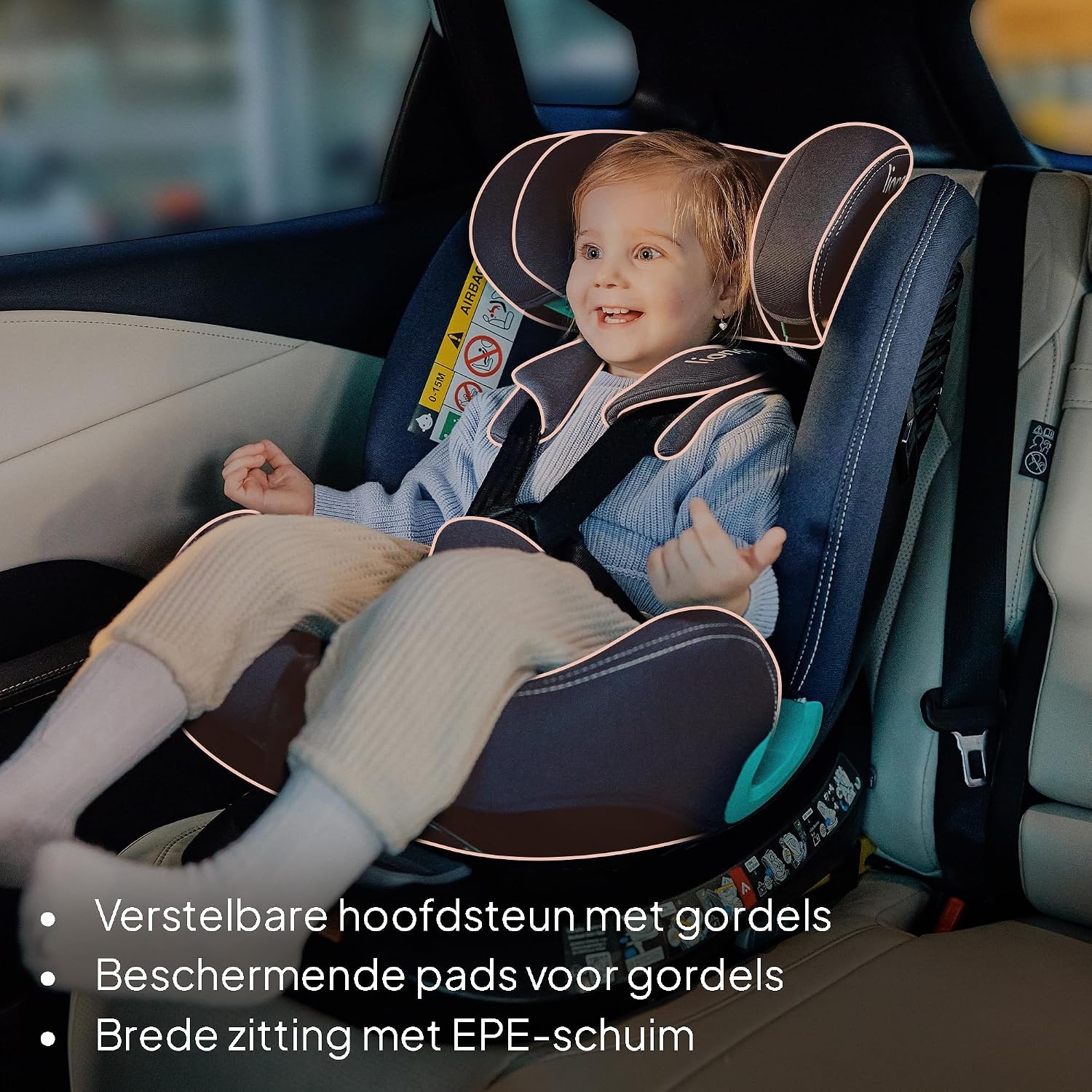 LIONELO Bastiaan One i-Size Car Seat 360° Rotatable - Group 0/1/2/3 0-12 years (40-150cm) - RWF & FWF - ISOFIX + Top Tether - 4 Reclining positions - 13-position Headrest - Growing Child seat - Grey