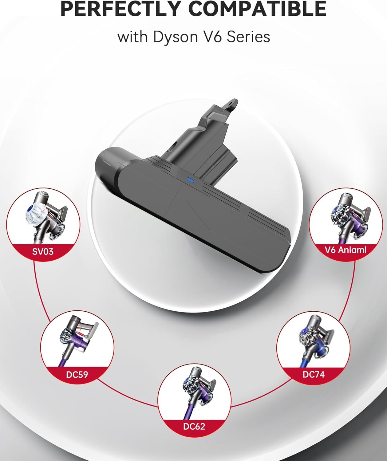 Morpilot 6500 mAh batterij voor Dyson V6 DC62 DC59 DC61 DC58 DC72 DC74 handstofzuiger, accu voor Dyson SV03 SV09 SV05 SV06 SV07 met 2 filters